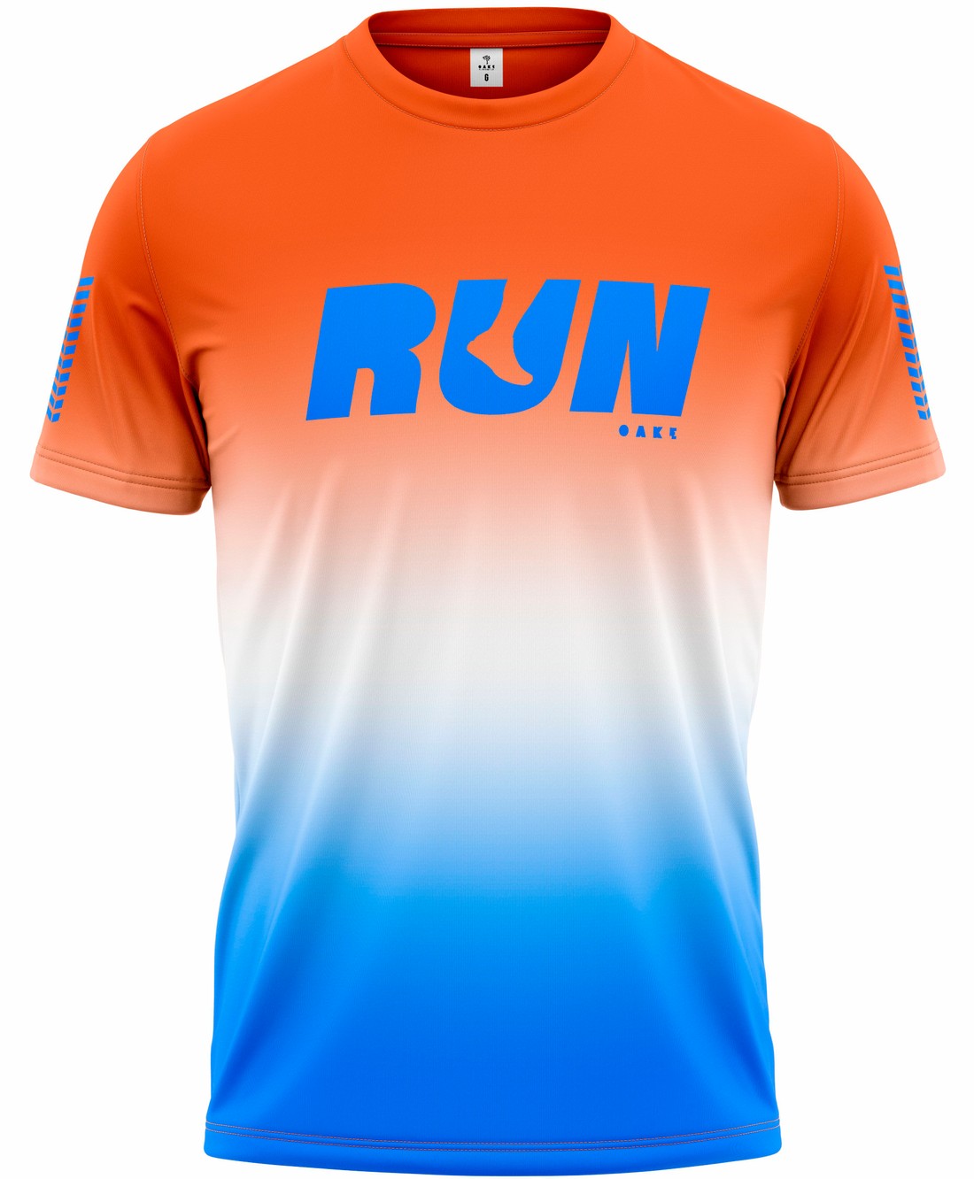 Camiseta de Corrida Modelo Run - Laranja e Azul Camiseta de Corrida Modelo Run - Laranja e Azul