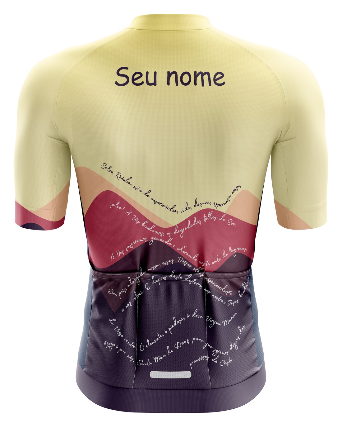 Camisa Ciclismo PRO Orações - Salve Rainha Amarela Camisa Ciclismo PRO Orações - Salve Rainha Amarela