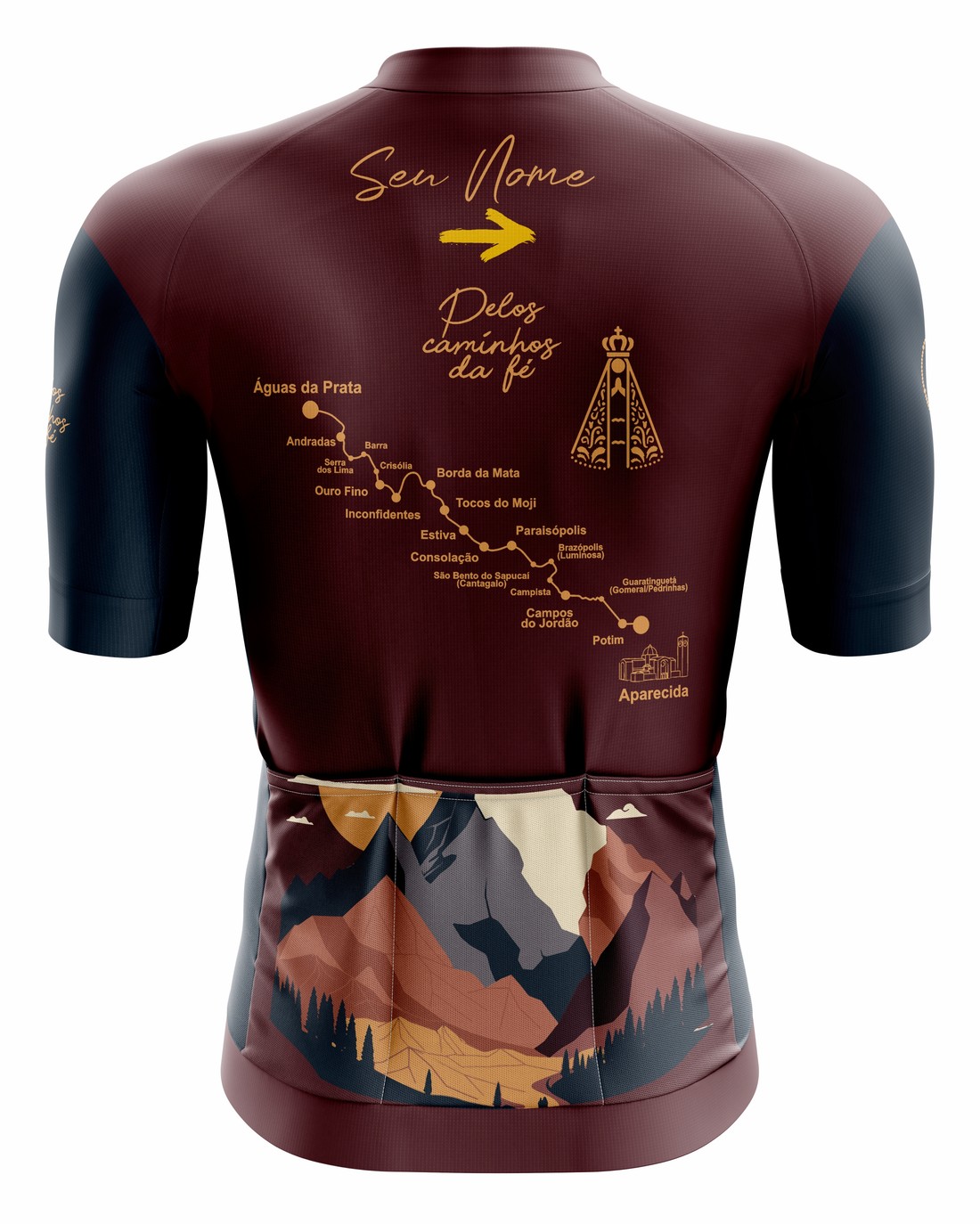 Camisa Ciclismo Modelo Pro - Pelos Caminhos Da Fé - Bordô Camisa Ciclismo Modelo Pro - Pelos Caminhos Da Fé - Bordô