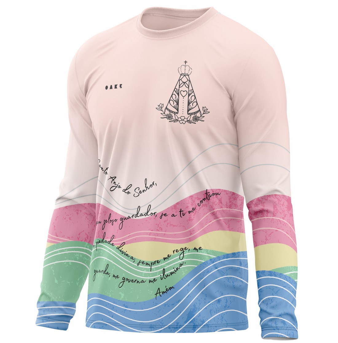 CAMISETA SANTO ANJO PARA PEREGRINOS E CAMINHO DA FÉ - OAK.E Camiseta Peregrino Orações Santo Anjo - Rosa