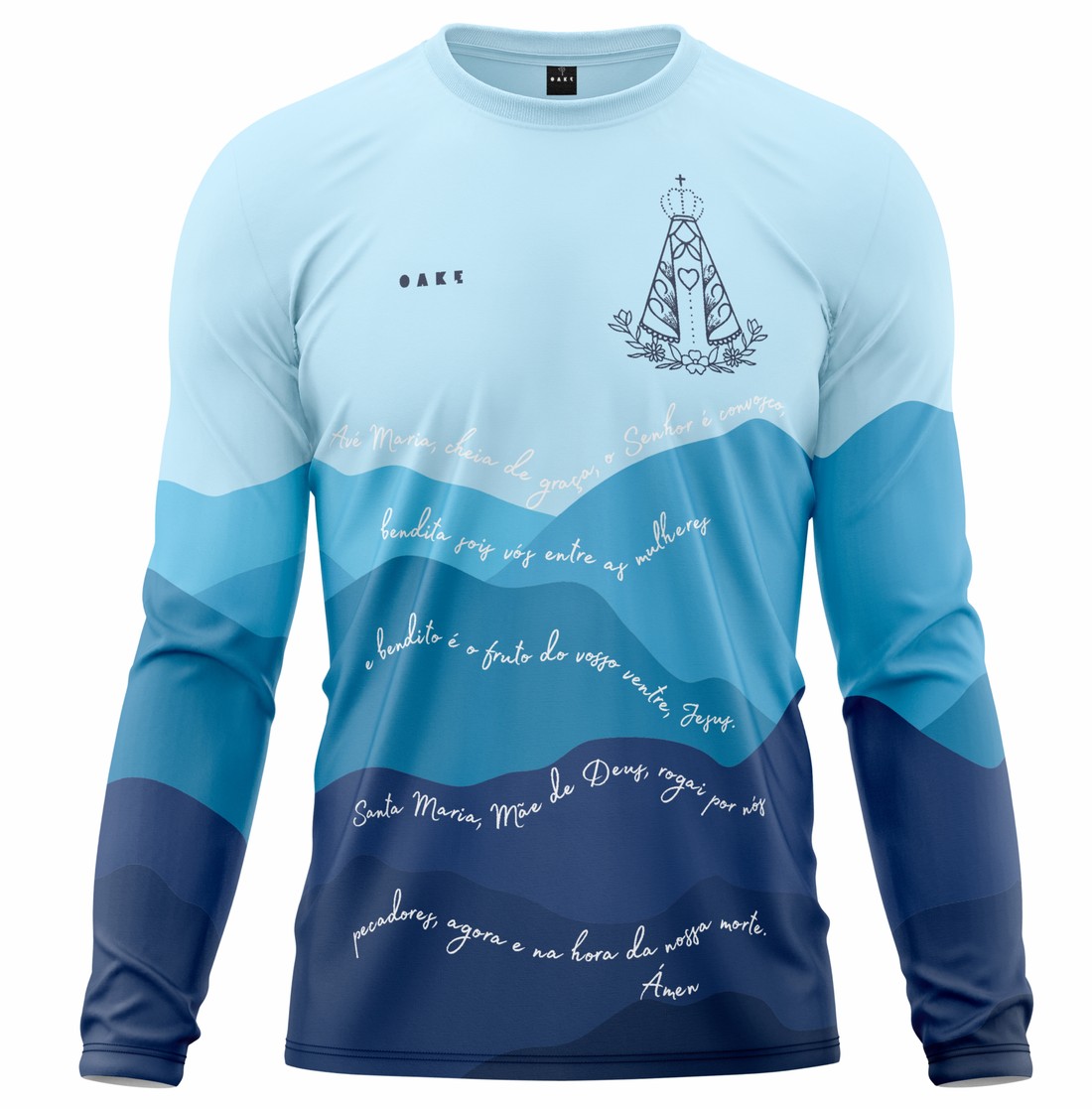 Camiseta Peregrino Orações Ave Maria - Azul Camiseta Peregrino Orações Ave Maria - Azul