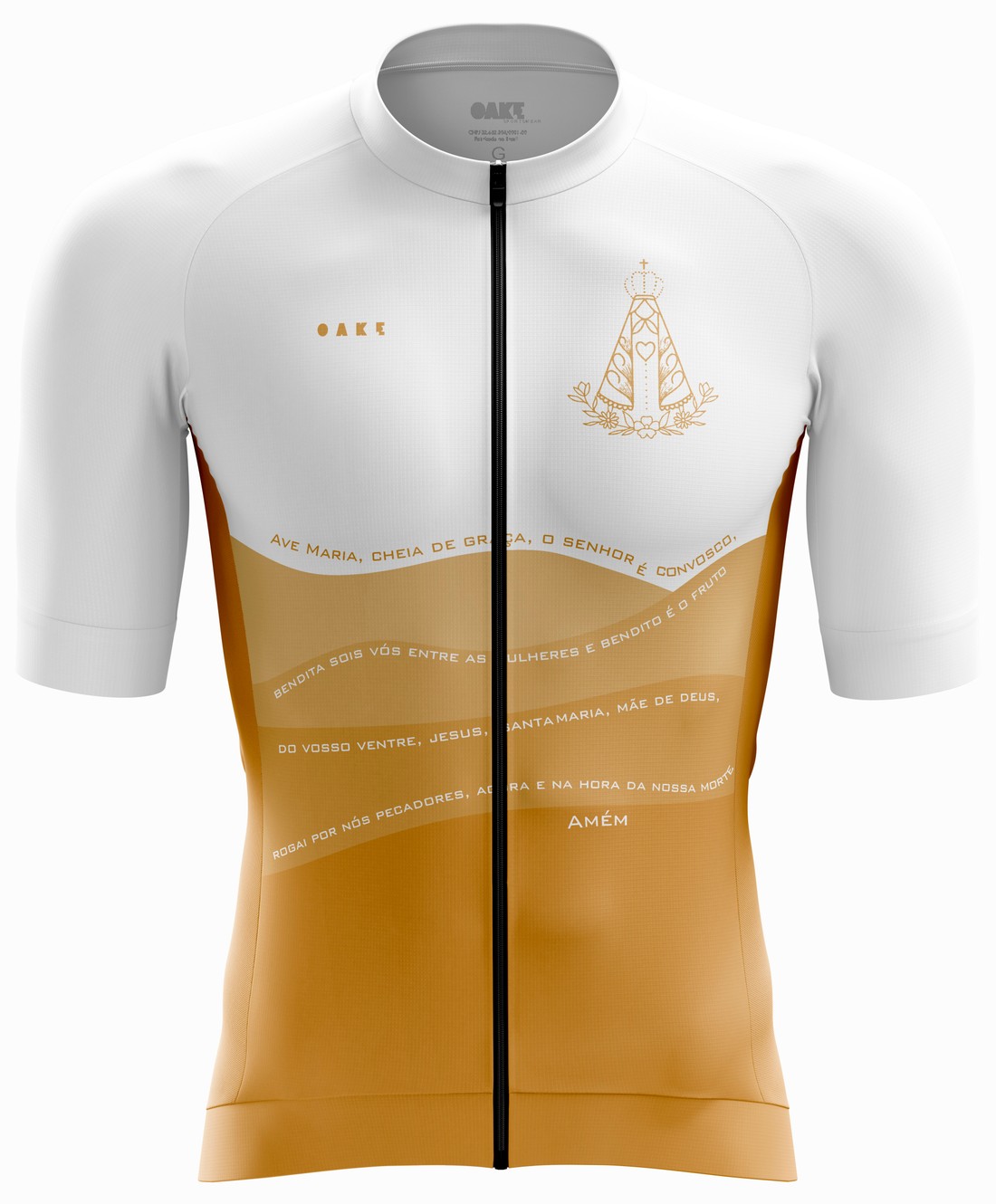 Camisa Ciclismo PRO Orações - Ave Maria Branca e Dourada (2026)