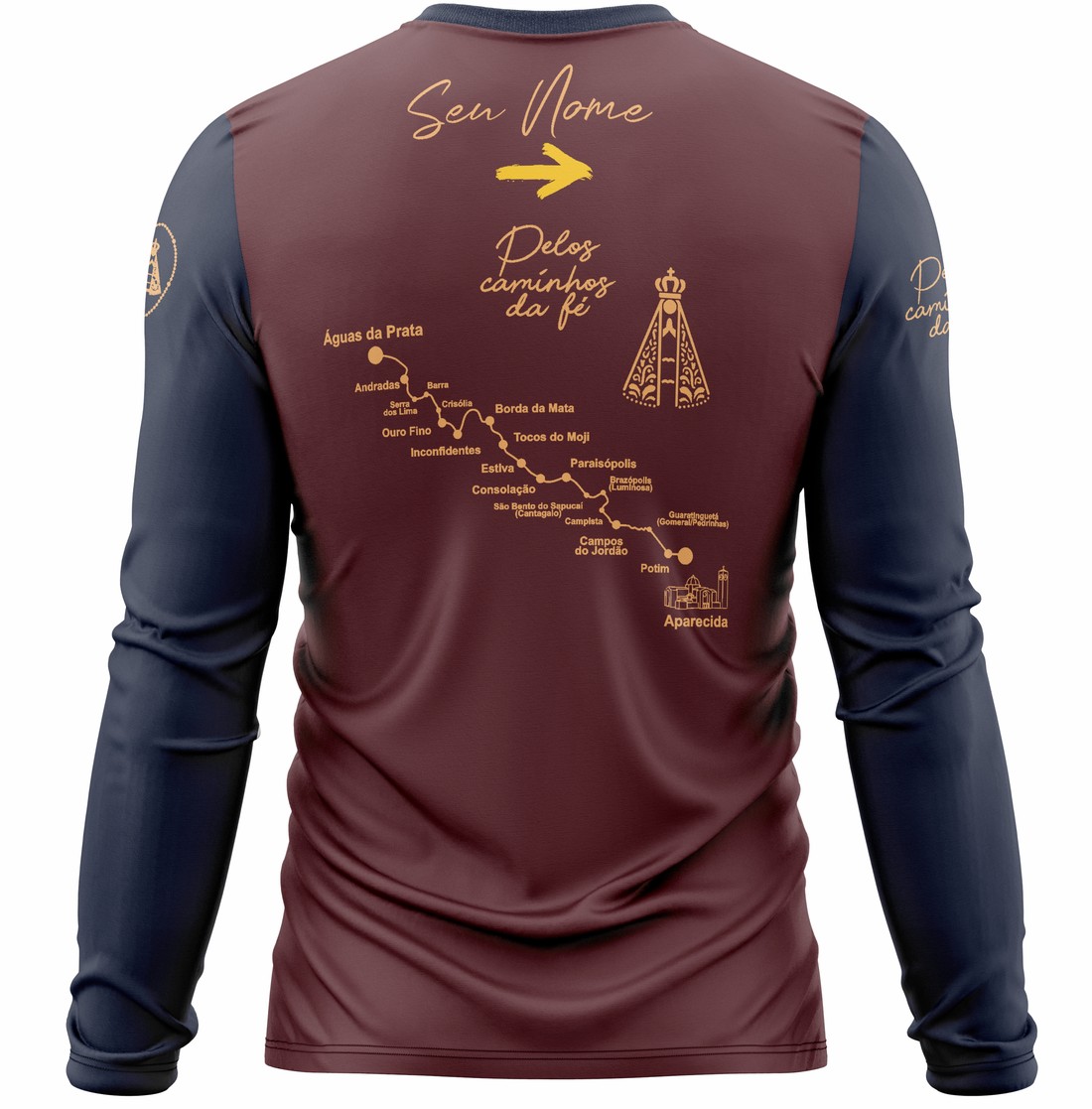 Camiseta Peregrino Pelos Caminhos da Fé - Bordô Camiseta Peregrino Pelos Caminhos da Fé - Bordô