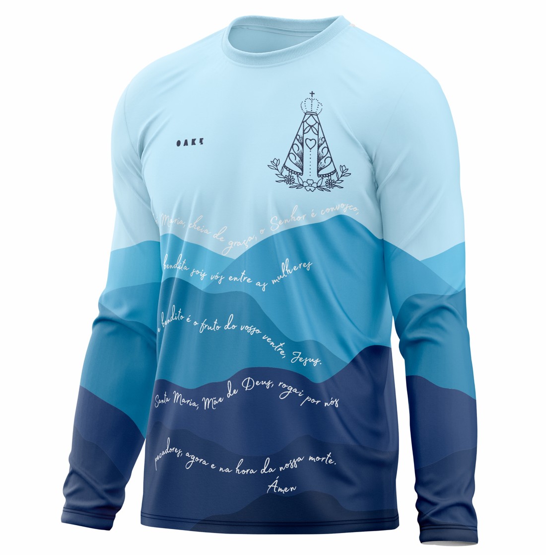 Camiseta Peregrino Orações Ave Maria - Azul Camiseta Peregrino Orações Ave Maria - Azul