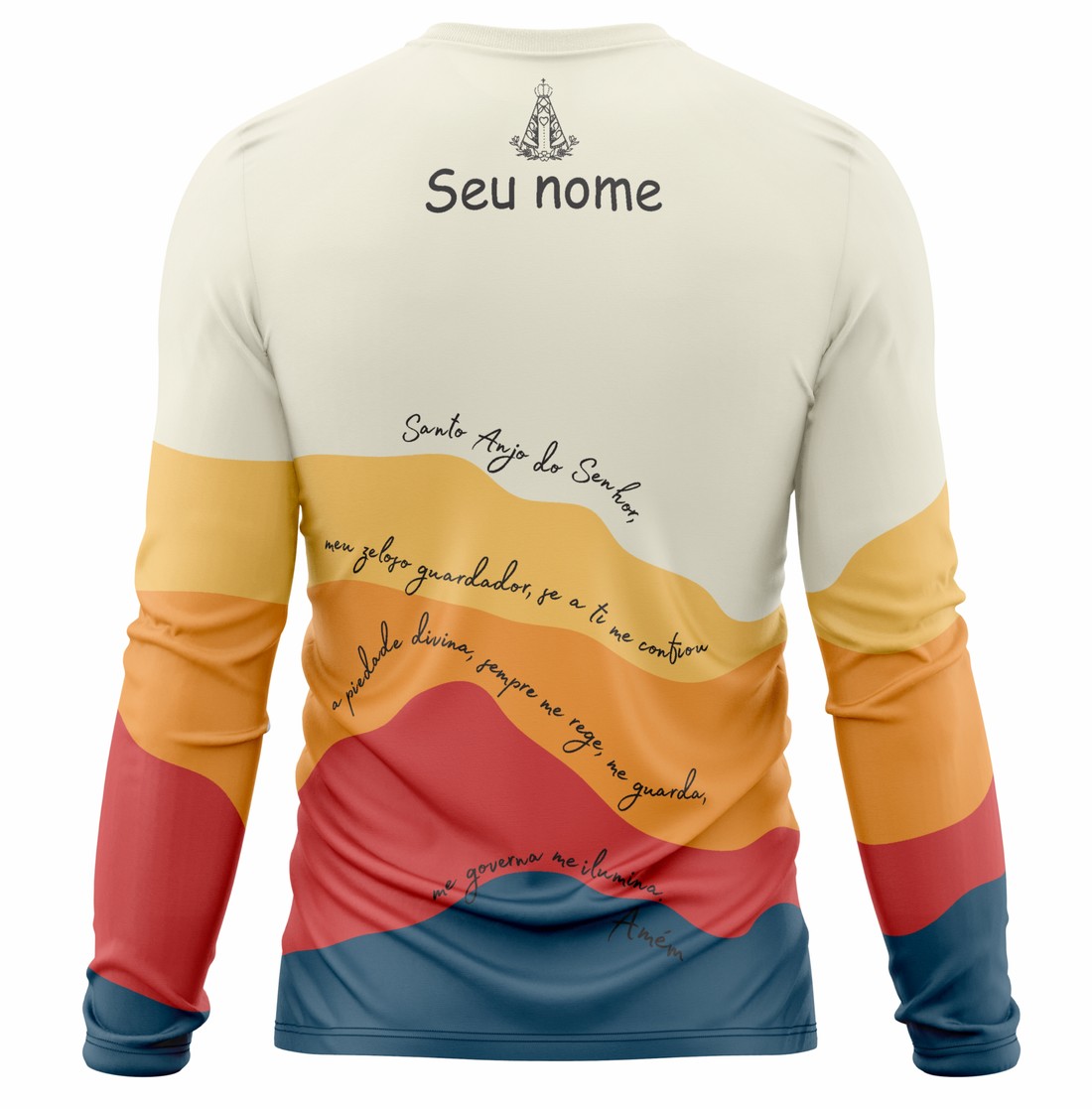 CAMISETA ROMARIA NOSSA SENHORA APARECIDA OAKE Camiseta Peregrino Orações Santo Anjo - Bege