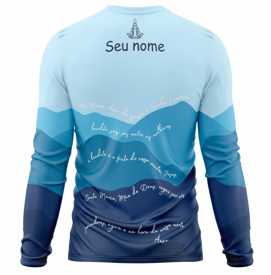 Camiseta Peregrino Orações Ave Maria - Azul Camiseta Peregrino Orações Ave Maria - Azul