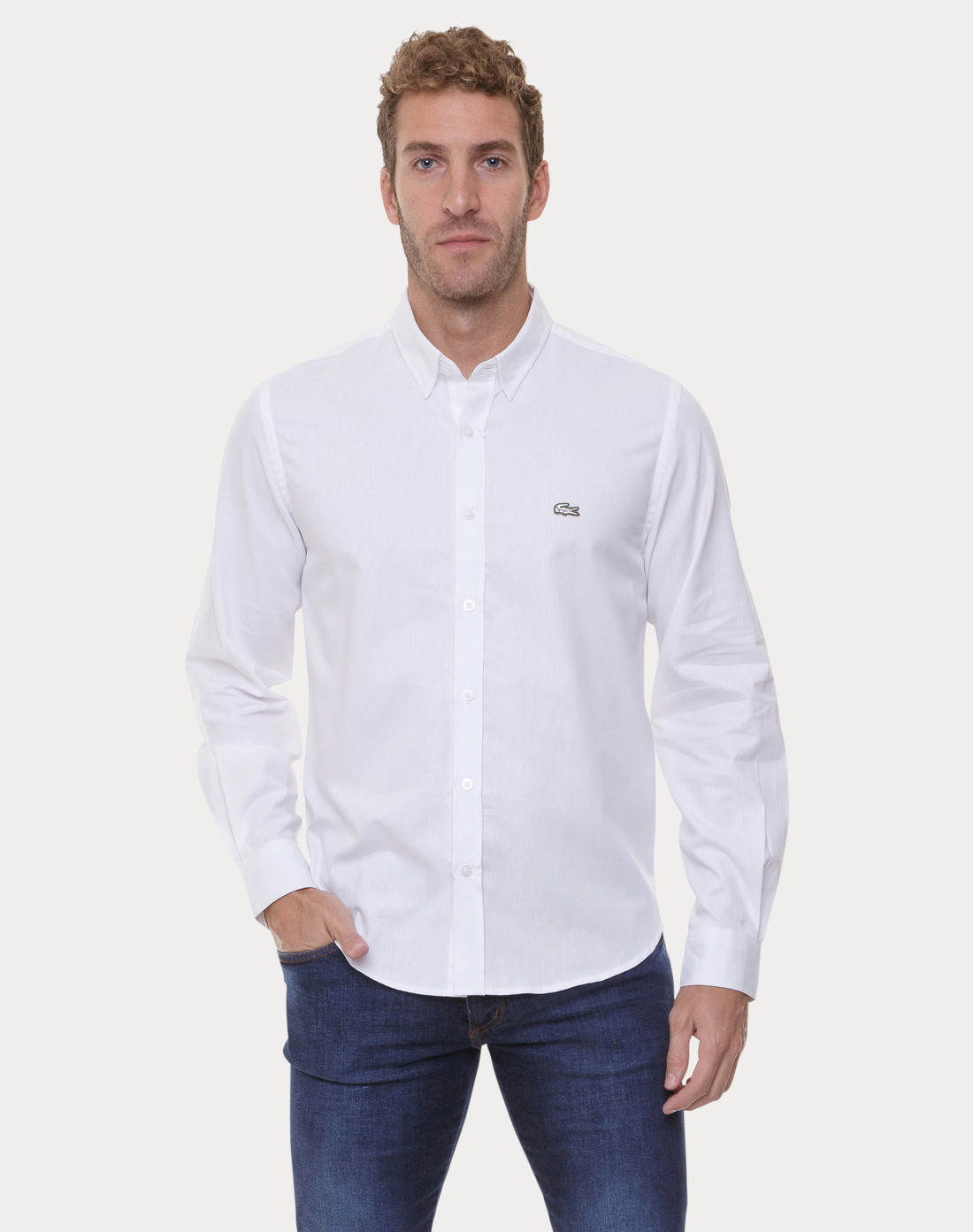 Camisa Lacoste Regular Fit Oxford Branca