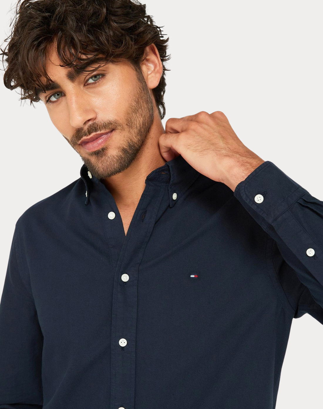 Camisa Tommy Hilfiger Regular Fit Cotton Oxford Azul Marinho