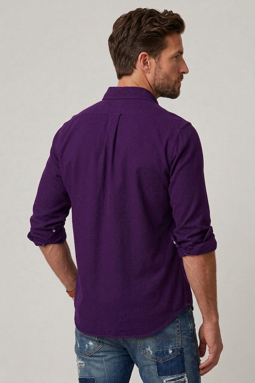 Camisa ML Ralph Lauren Custom Fit Green Icon Oxford Roxo