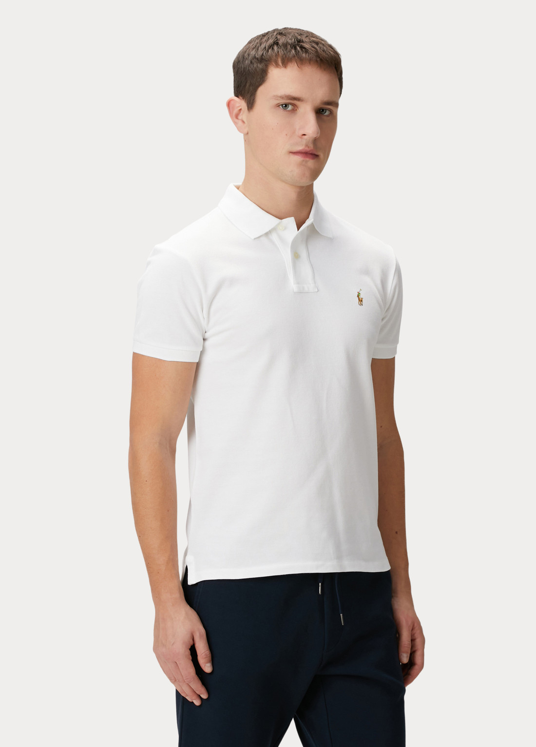Camisa Polo Ralph Lauren Custom Fit Masculina Icon Colored Branca