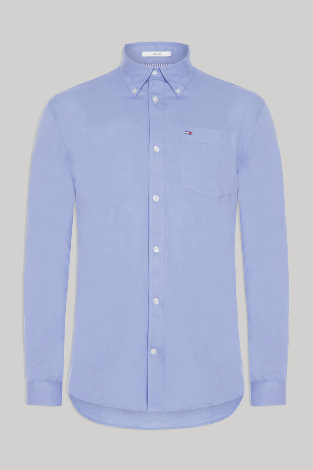 Camisa Tommy Jeans Masculina Relaxed Fit Pocket Oxford Shirt Azul Celeste
