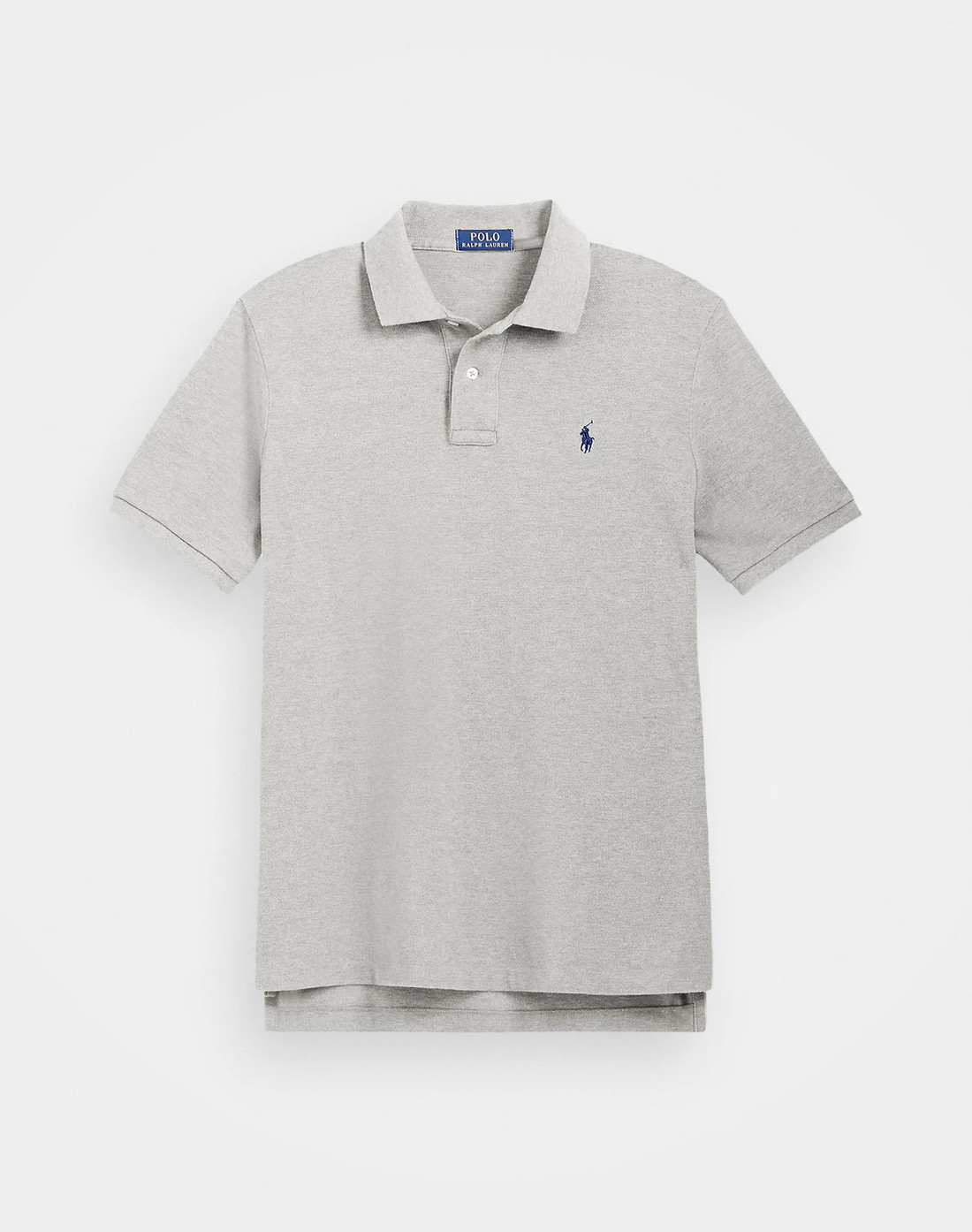 Camisa Polo Ralph Lauren Cinza Custom Slim Fit Navy Icon