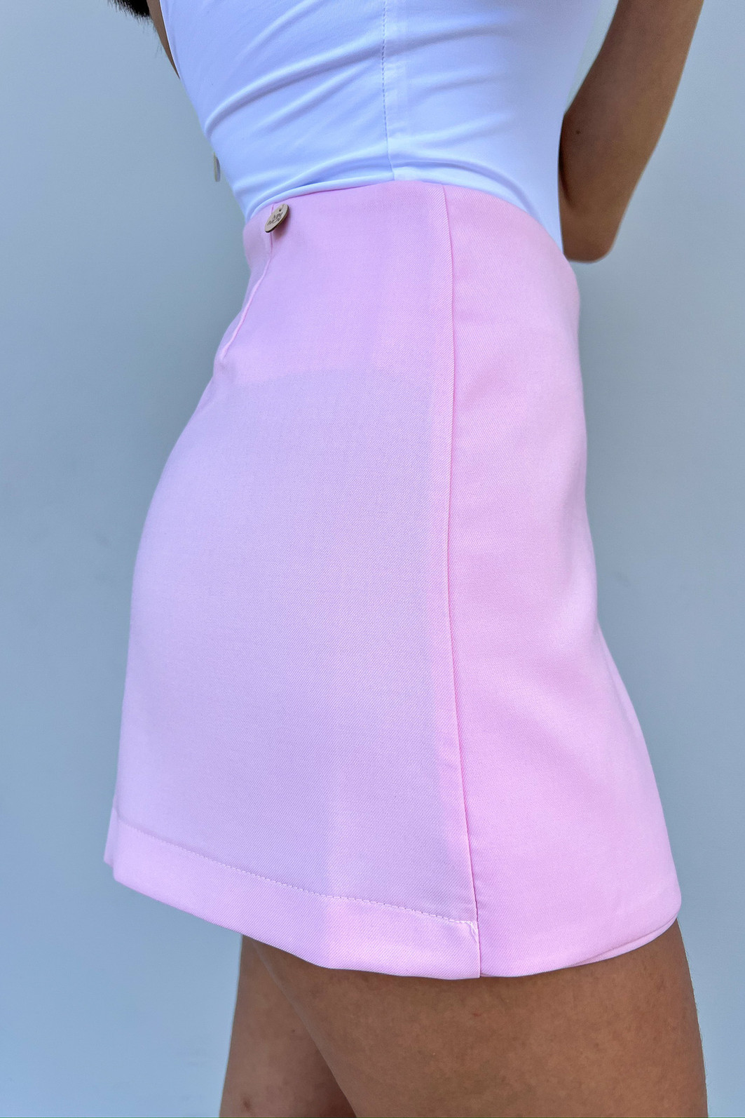 Shorts Saia de Laço Rosa Bea - Mini Moni Shorts Saia de Laço Rosa Bea - Mini Moni