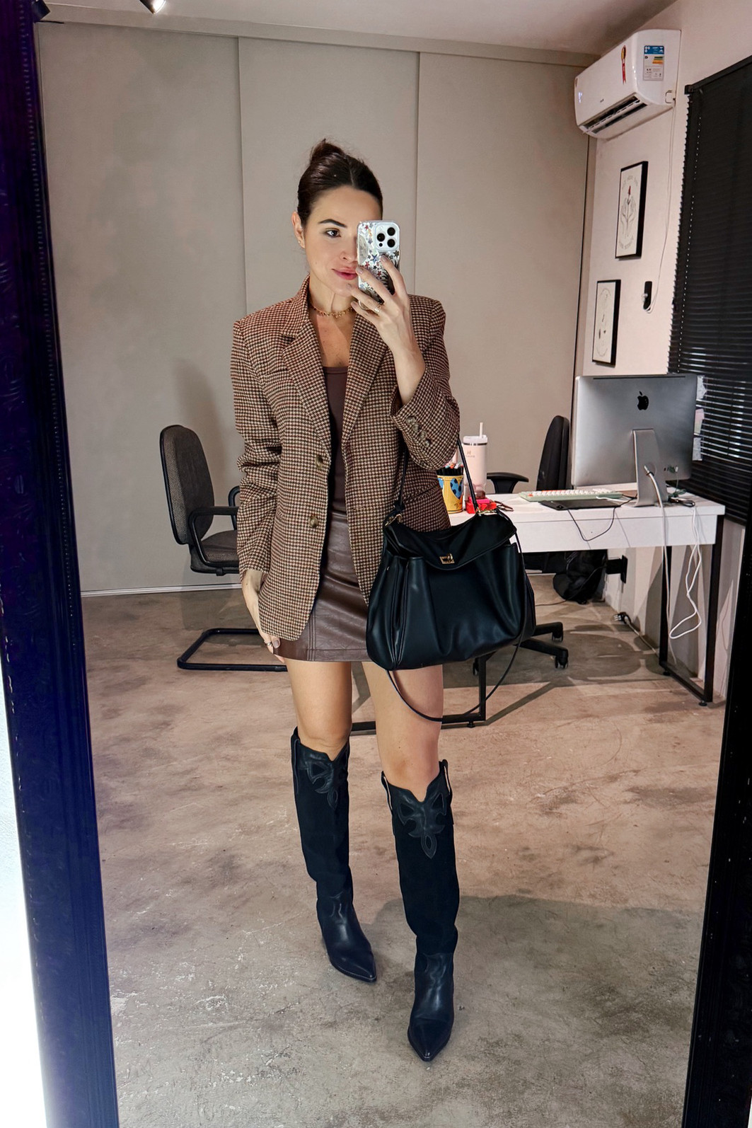 Blazer de Lã Xadrez Vintage Vermelho - Mini Moni