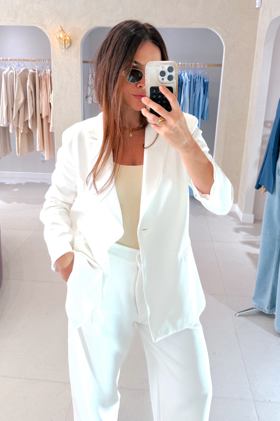 Blazer Julieta Manga Longa Branco- MiniMoni Blazer Julieta Manga Longa Branco- MiniMoni
