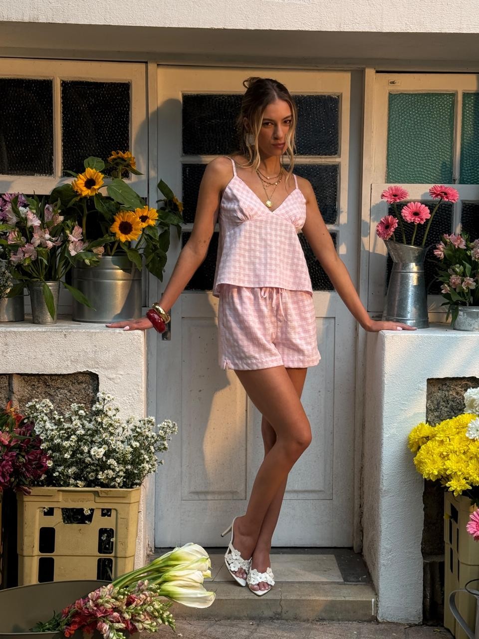 Shorts Rosa Vichy Emily - MiniMoni