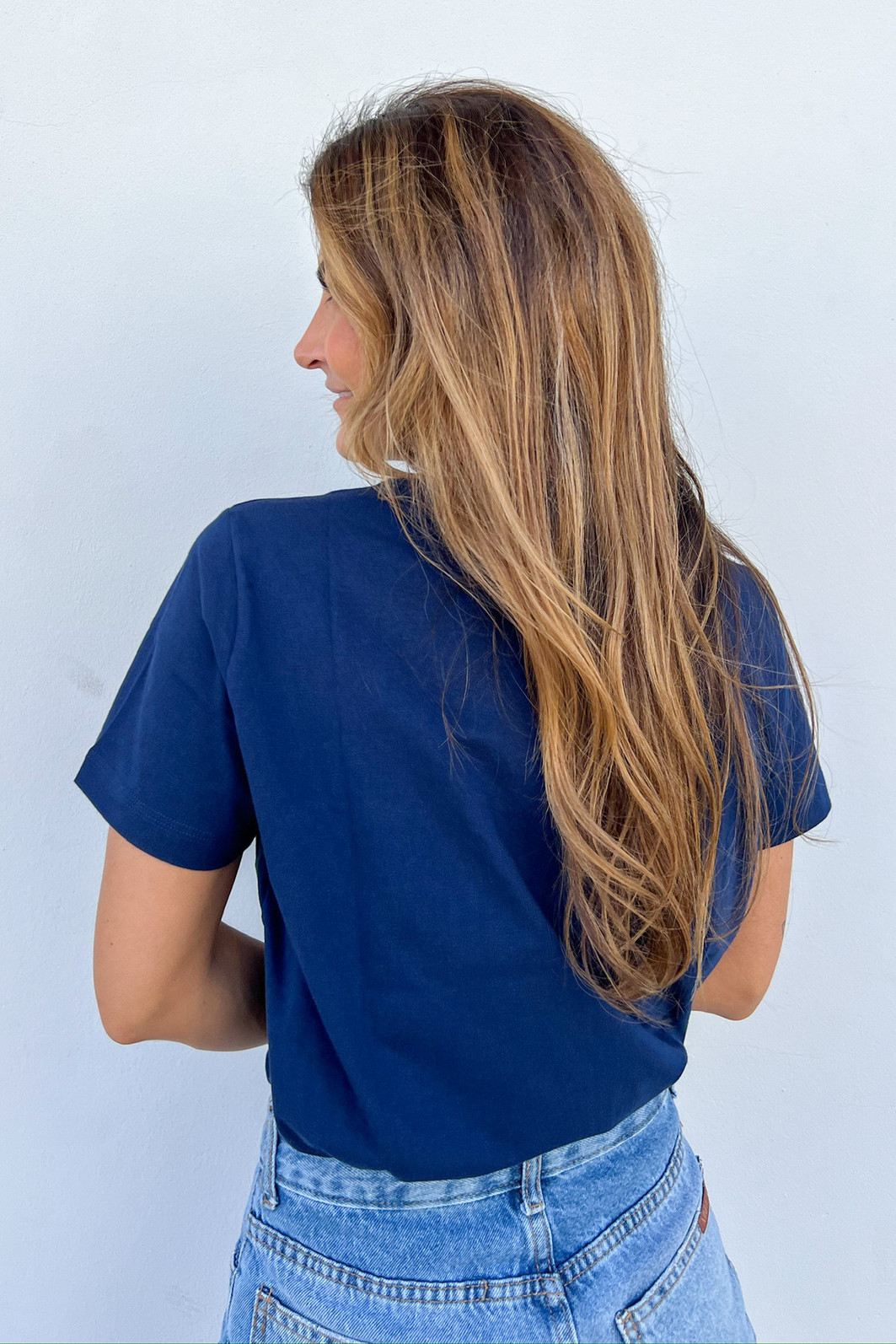 T-shirt Algodão Doce Azul Marinho - Mini Moni T-shirt Algodão Doce Azul Marinho - Mini Moni