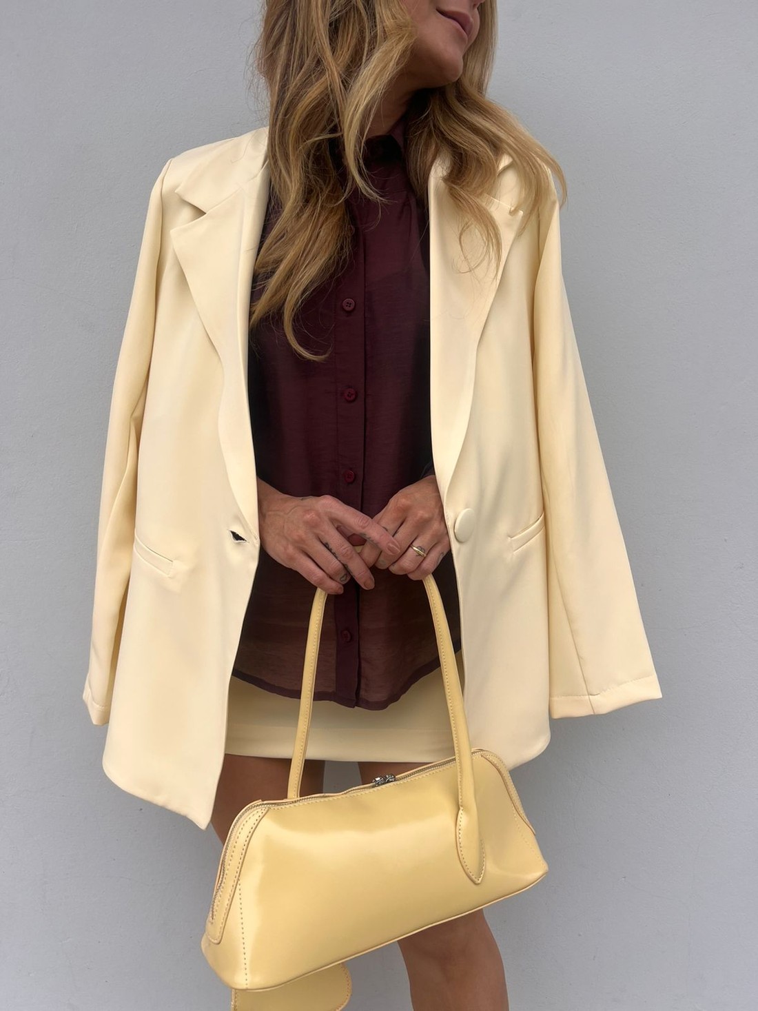 Shorts Saia Amarelo Manteiga  Paloma - MiniMoni