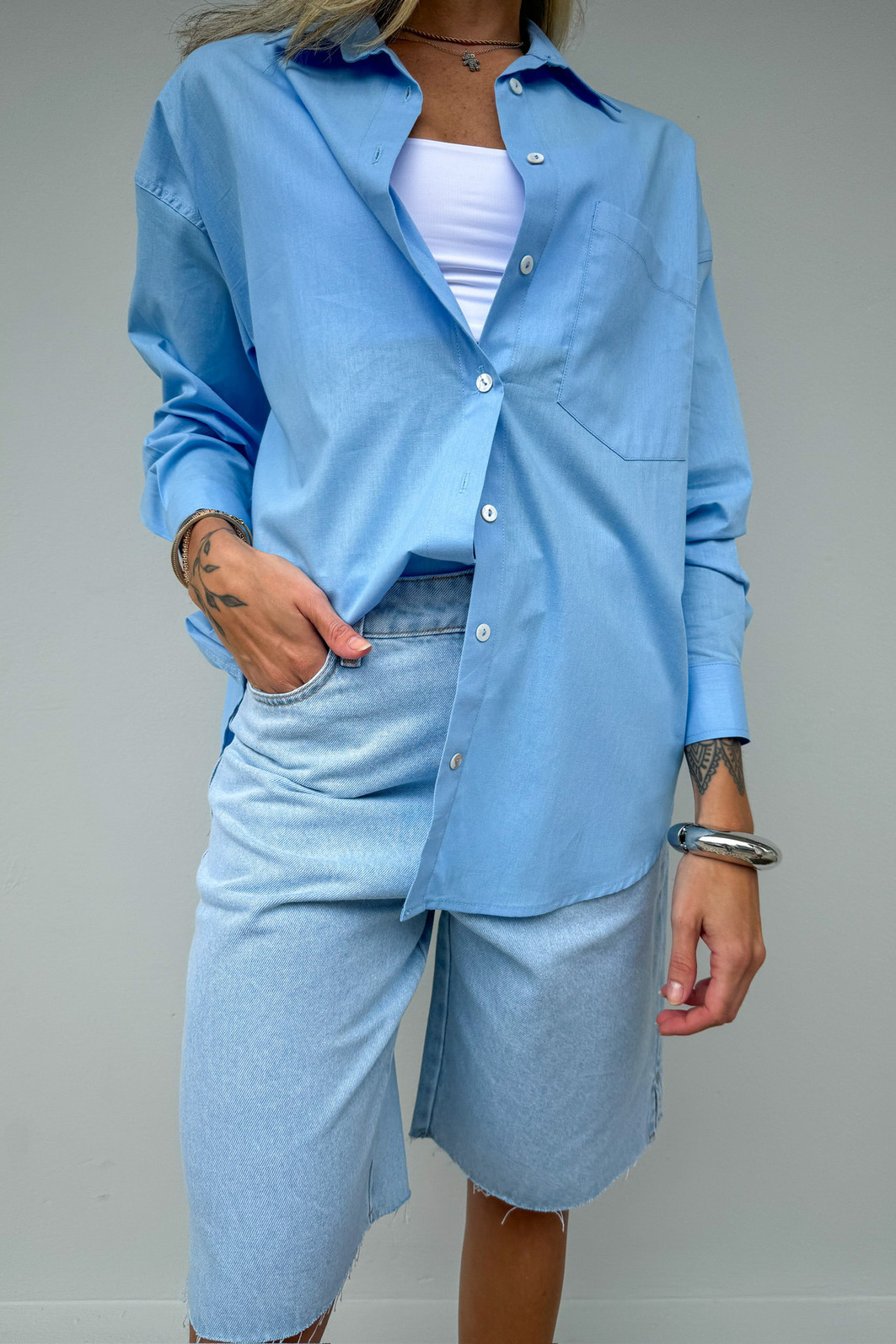 Bermuda Denim Clara Feminina Flora - Mini Moni