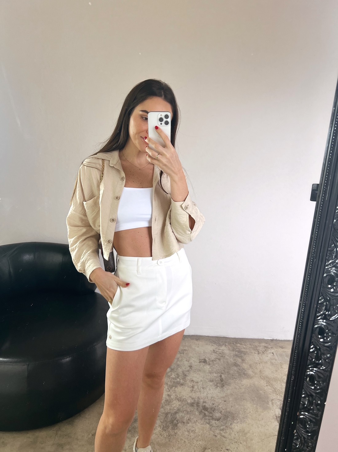 Shorts Saia Branco Margarida - Mini Moni