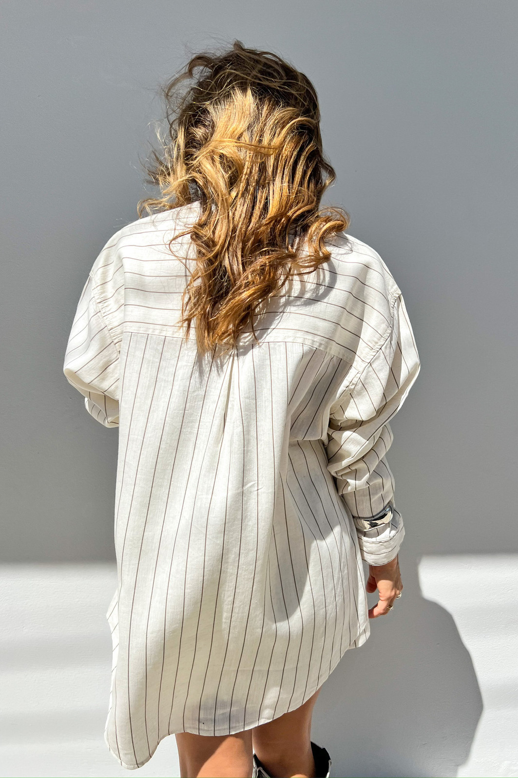 Camisão de Linho Listrado Clara - Mini Moni Camisão de Linho Listrado Clara - Mini Moni