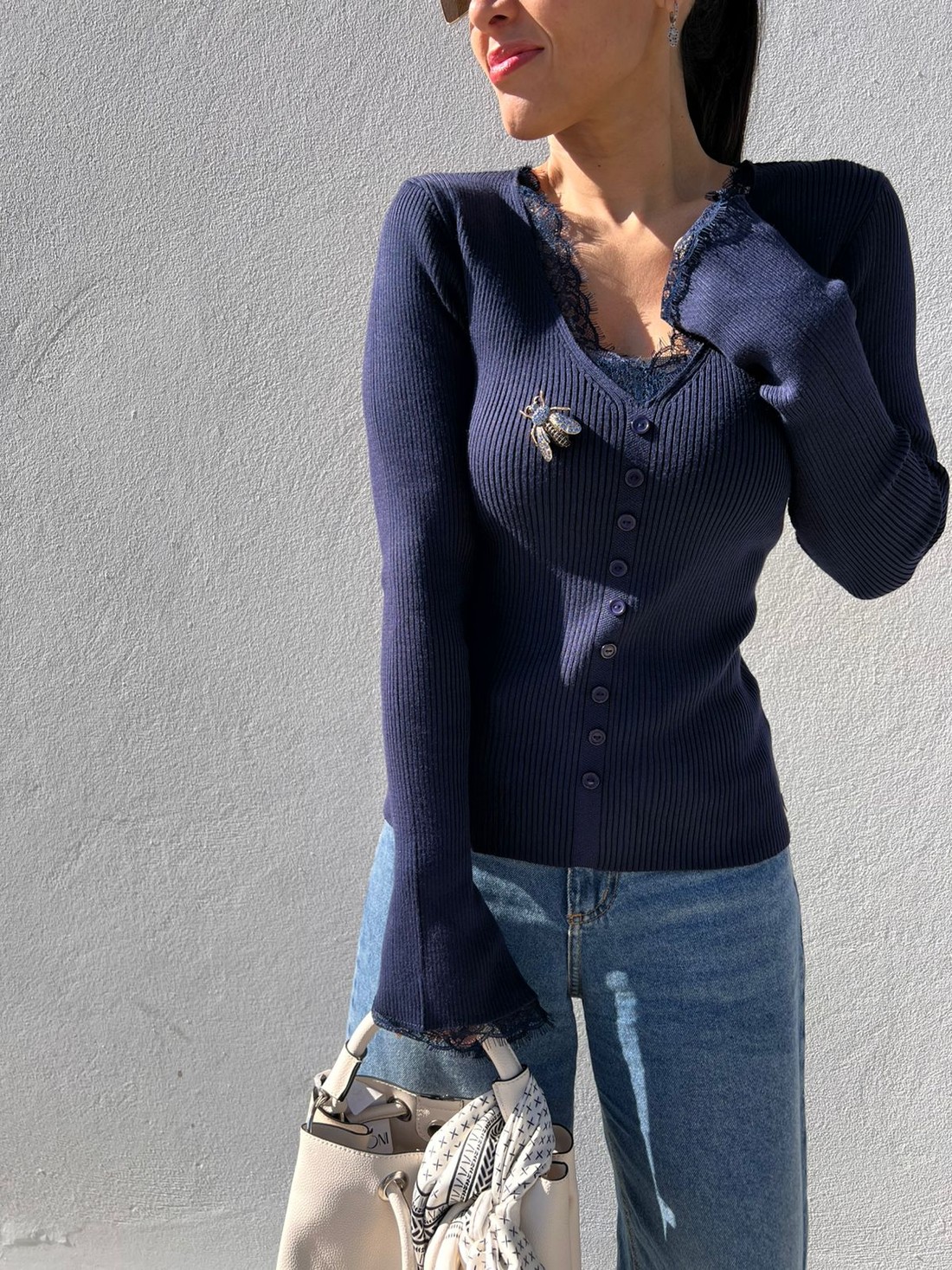 Blusa Azul Marinho   Lã Eleonora- MiniMoni