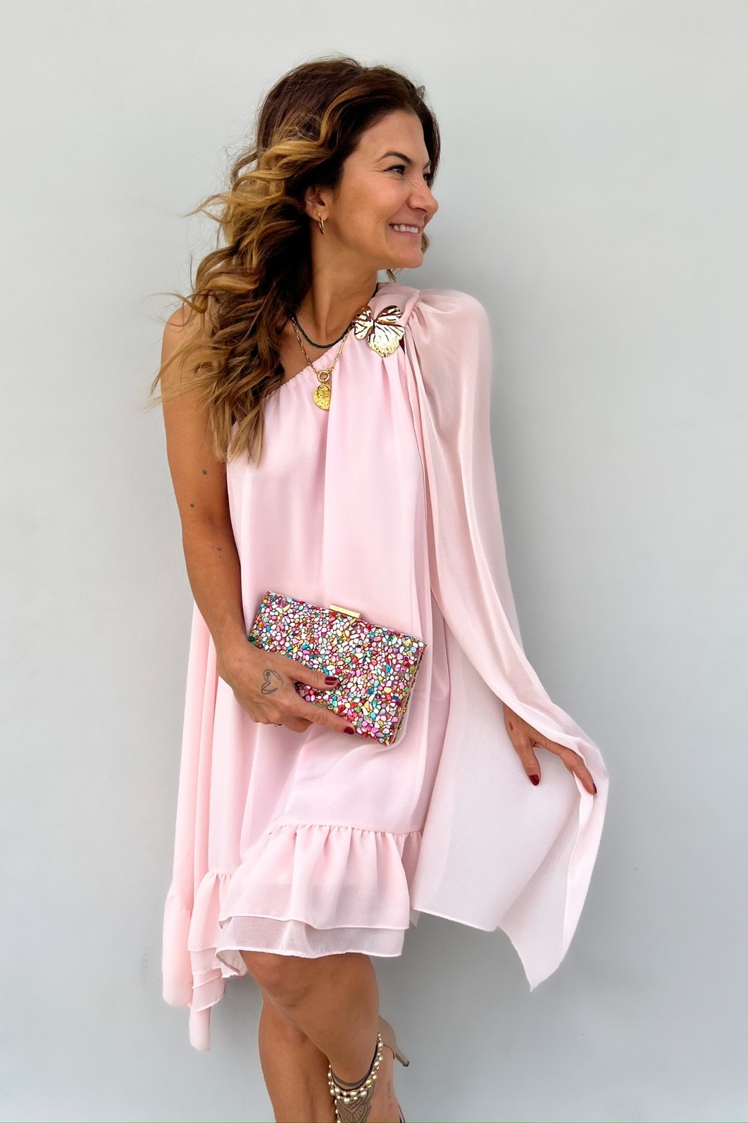 Vestido Curto Rosa Cléo - MiniMoni Vestido Curto Rosa Cléo - MiniMoni