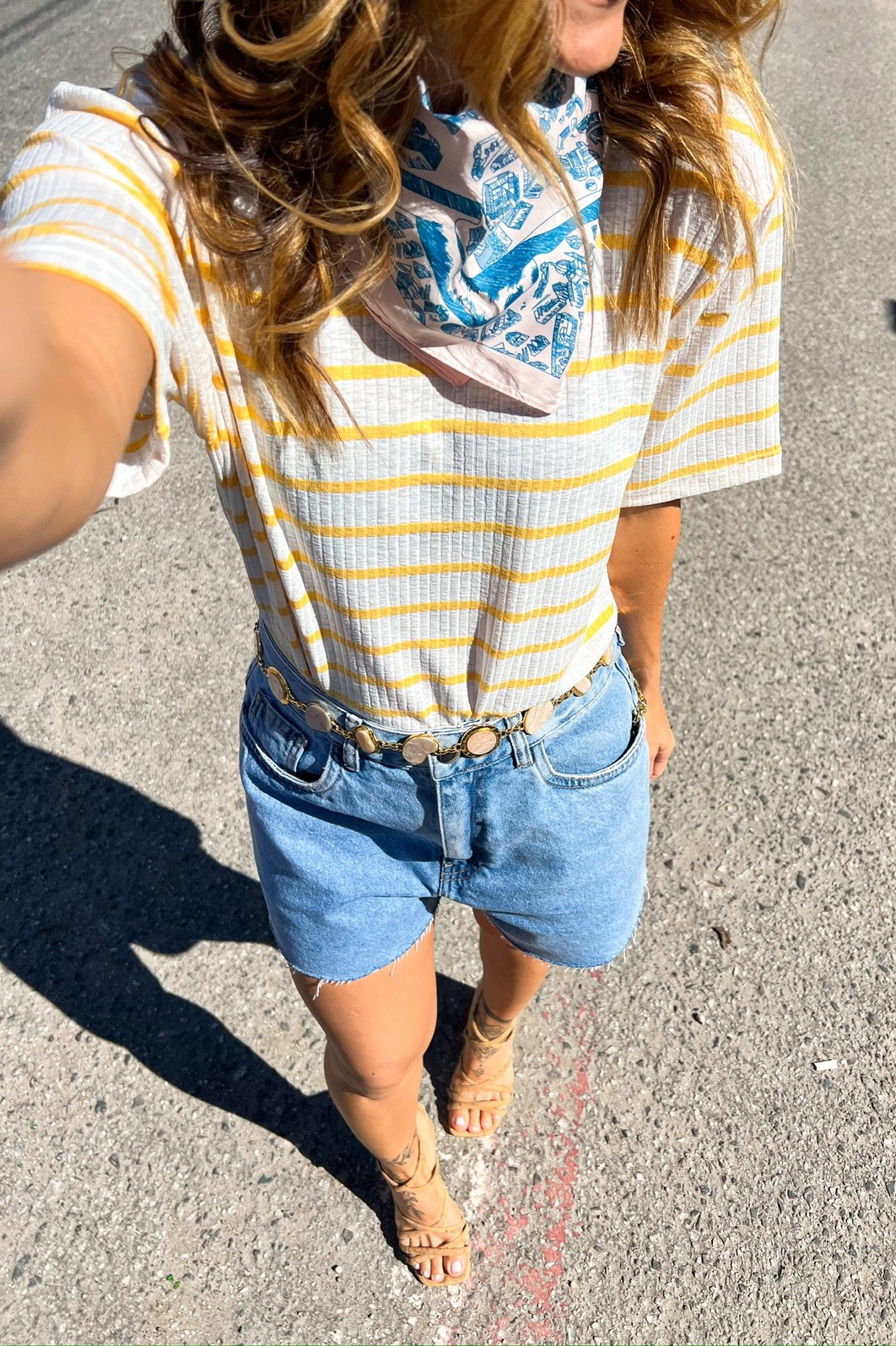 T-Shirt de Listras Gola Azul Nora - MiniMoni