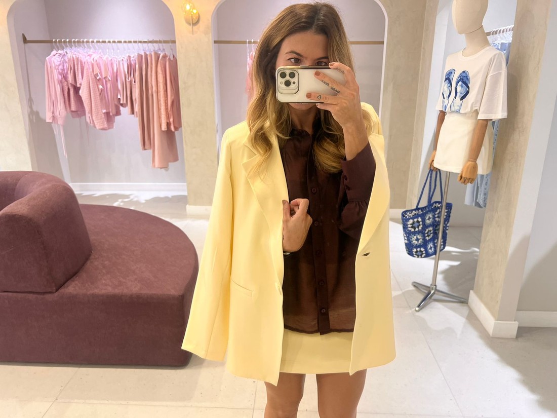 Shorts Saia Amarelo Manteiga  Paloma - MiniMoni