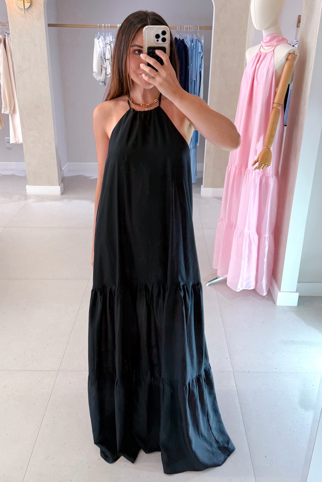 Vestido Longo Preto Isis - MiniMoni Vestido Longo Preto Isis - MiniMoni