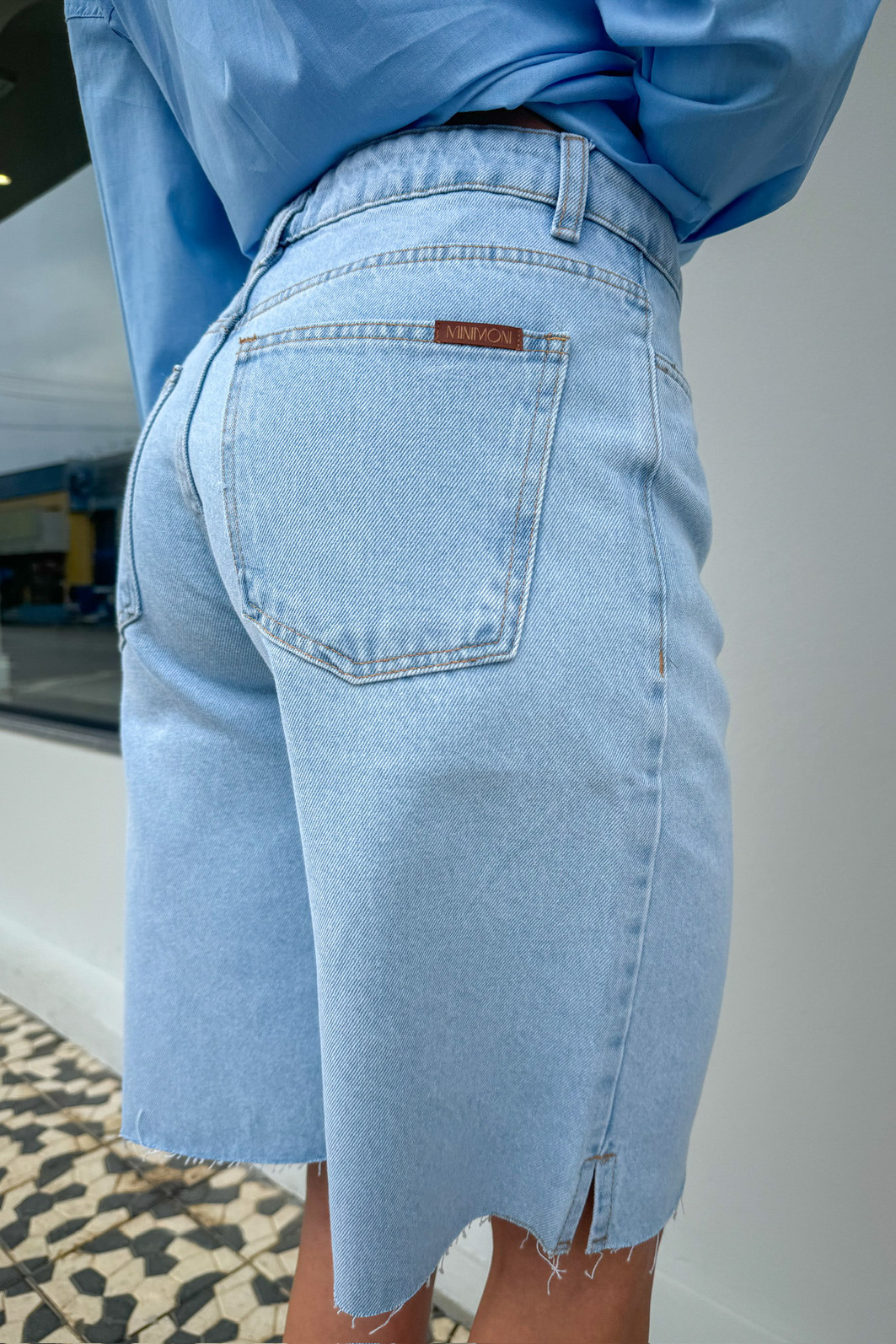 Bermuda Denim Clara Feminina Flora - Mini Moni