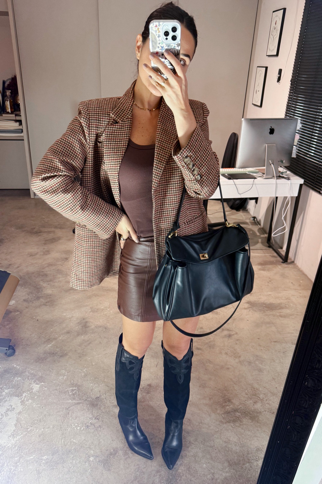 Blazer de Lã Xadrez Vintage Vermelho - Mini Moni