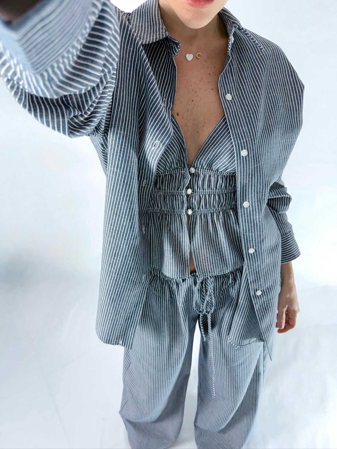 Bata de Listras Azul Camille - MiniMoni