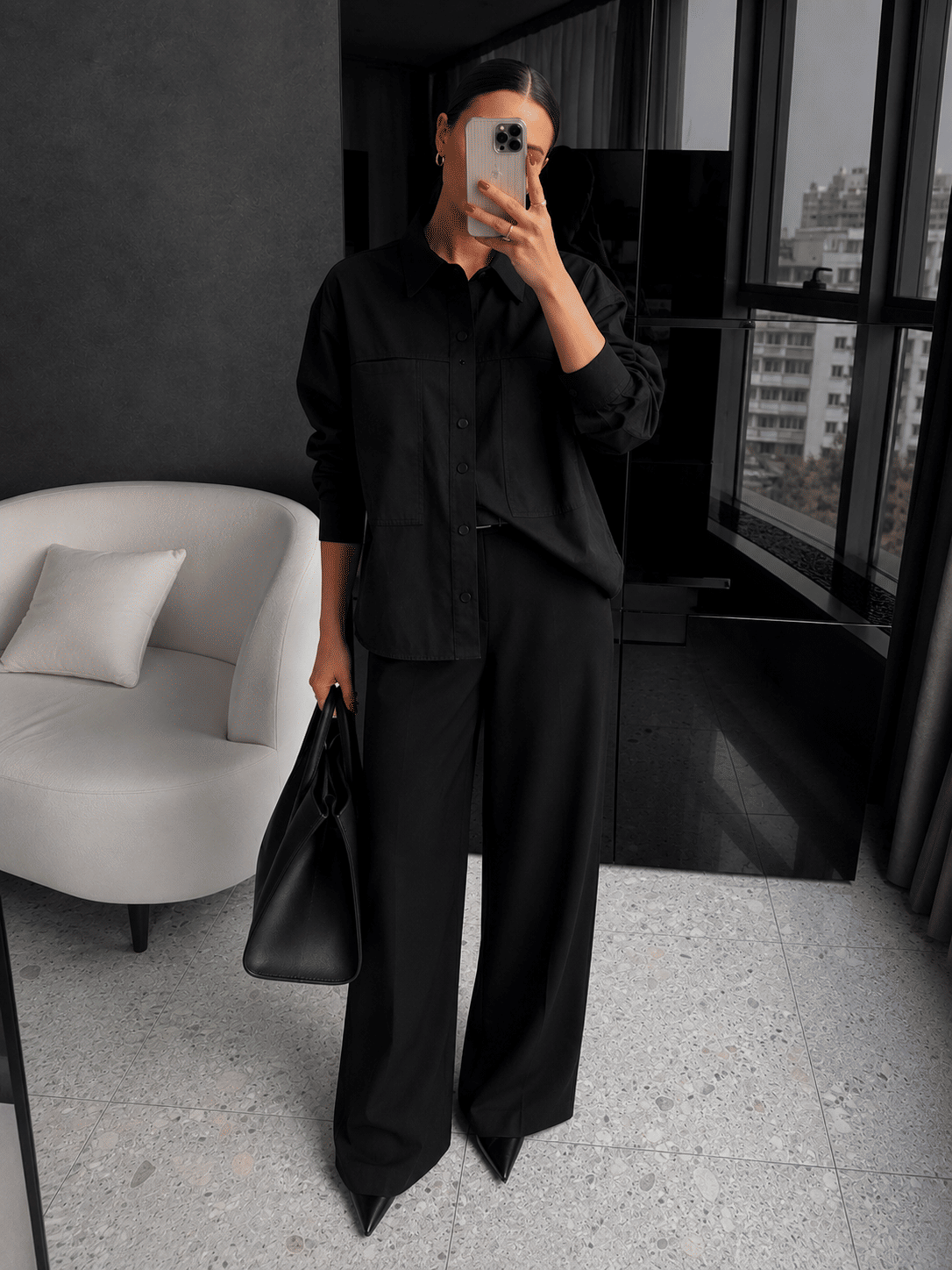 Camisa Sarjinha Preto Helen - MiniMoni Camisa Sarjinha Preto Helen - MiniMoni
