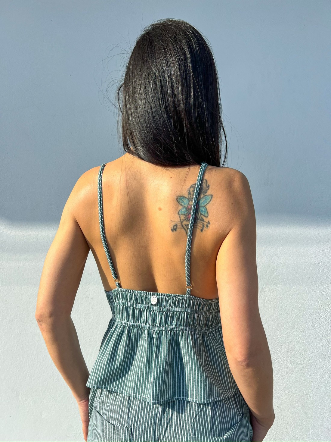 Bata de Listras Verde Camille - MiniMoni Bata de Listras Verde Camille - MiniMoni