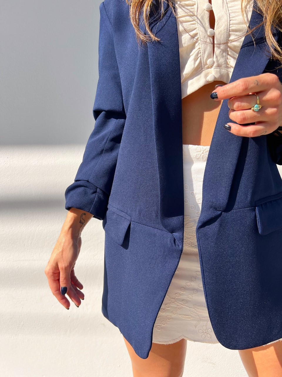 Blazer Alfaiataria Forrado Lilian Manga 7/8 Tinteiro