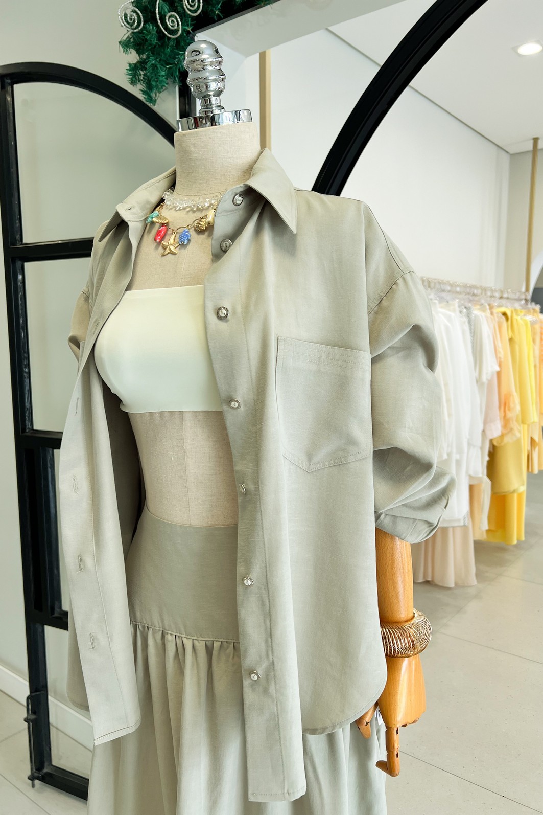 Maxi Camisa Pistache Carlotta -MiniMoni Maxi Camisa Pistache Carlotta -MiniMoni