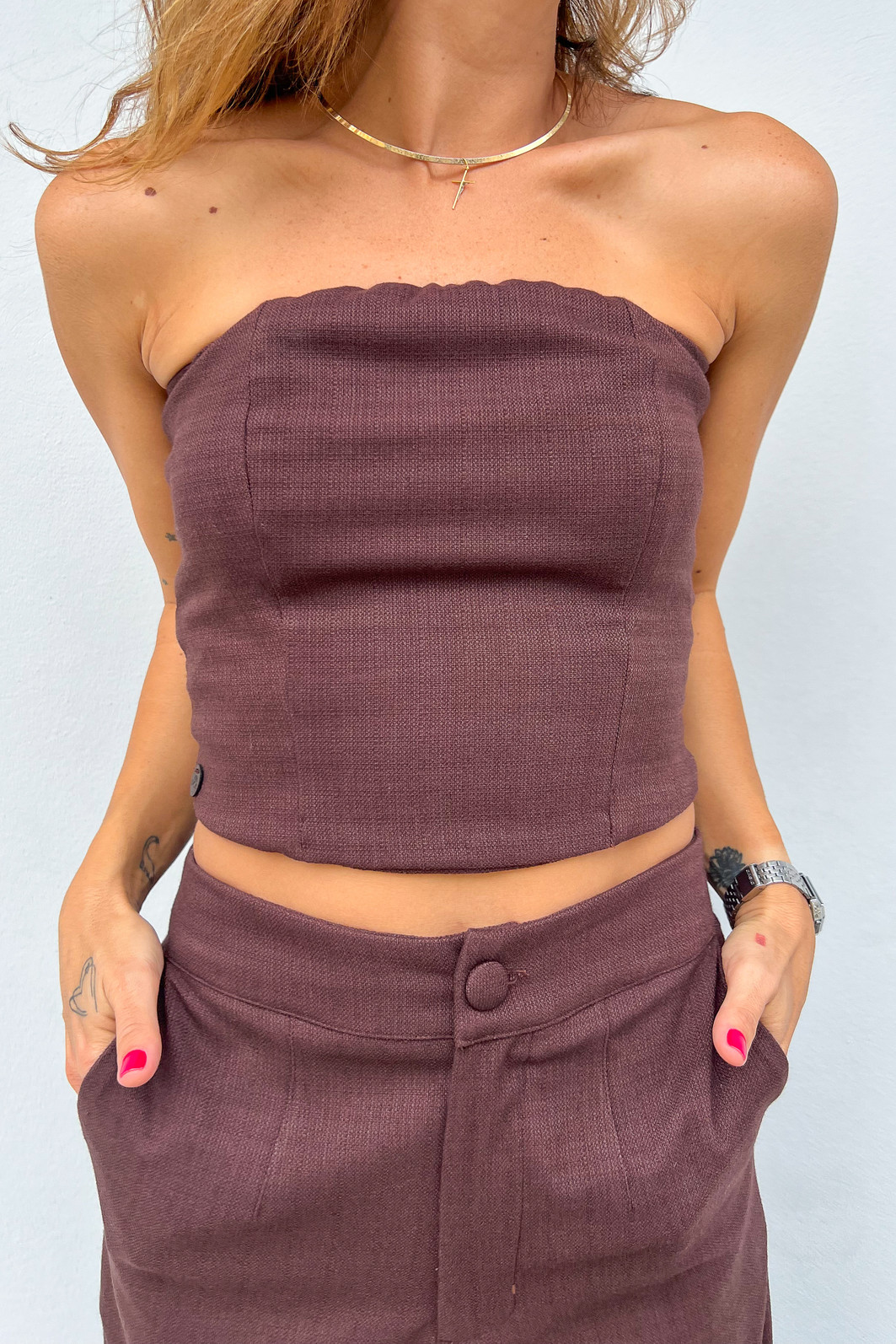 Tomara que Caia Corset Marrom Regi - Mini Moni Tomara que Caia Corset Marrom Regi - Mini Moni