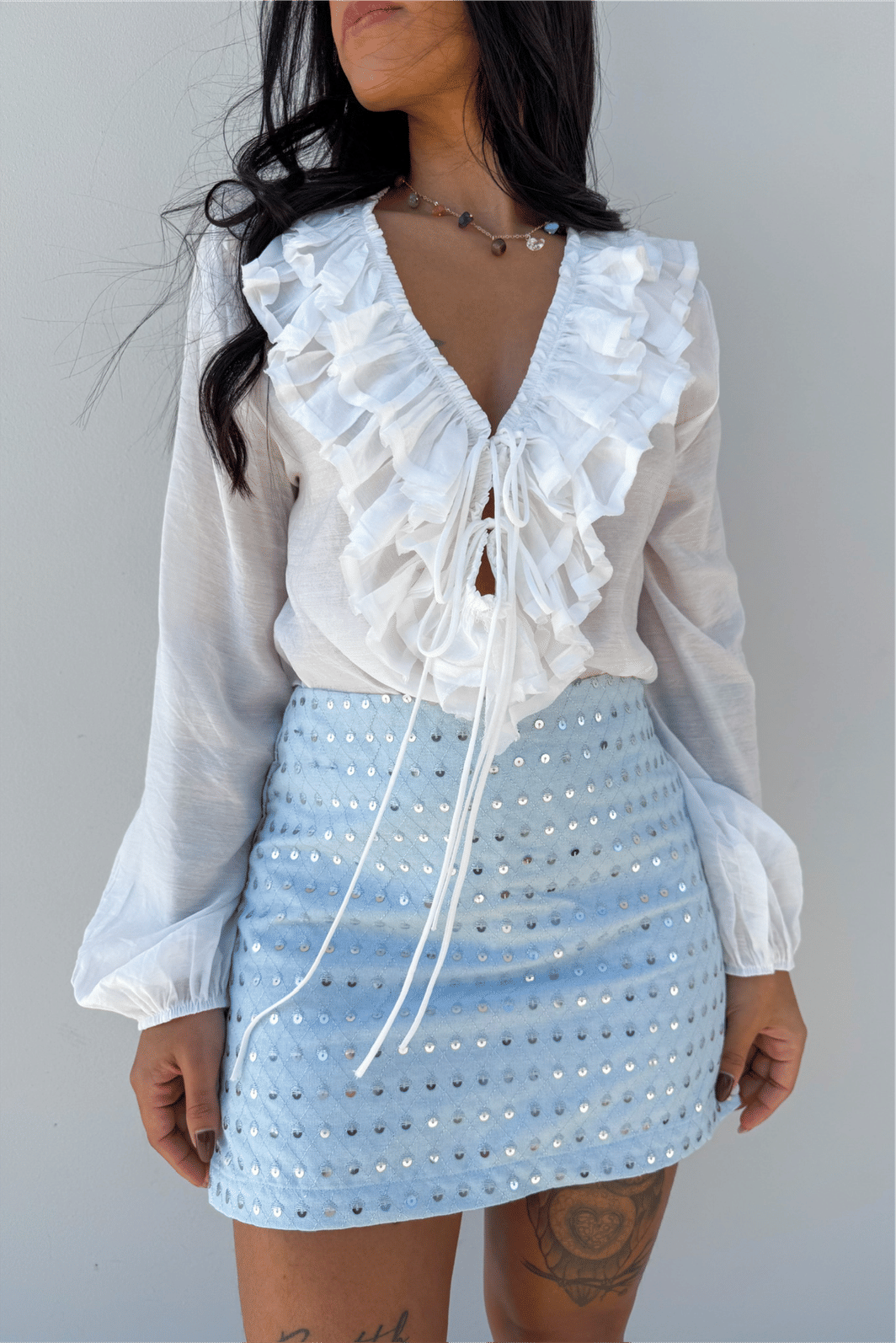 Shorts Saia Sabine Azul Céu - Mini Moni Shorts Saia Sabine Azul Céu - Mini Moni