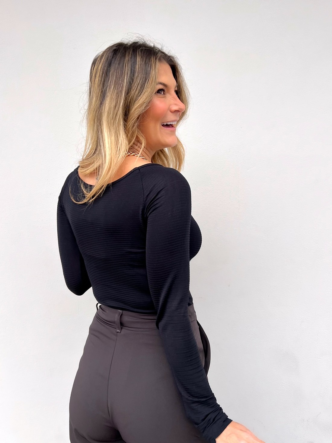 Blusa Manga Longa Feminina Preta Giorgia - Mini Moni