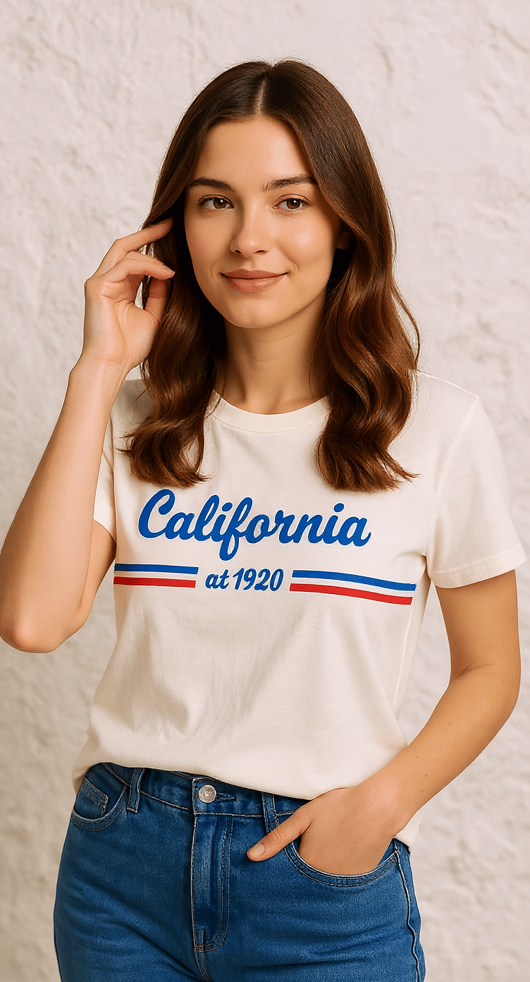 T-Shirt Califórnia Off-White Caimento Lateral Modelagem - Minimoni