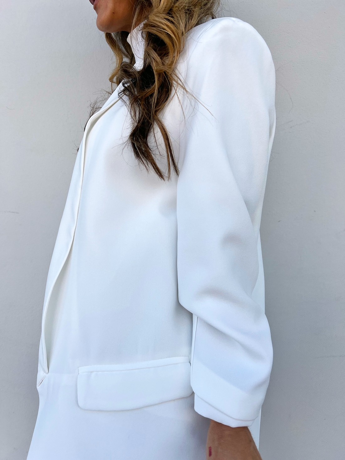 Blazer Alfaiataria Forrado Lilian Manga 7/8 Branco