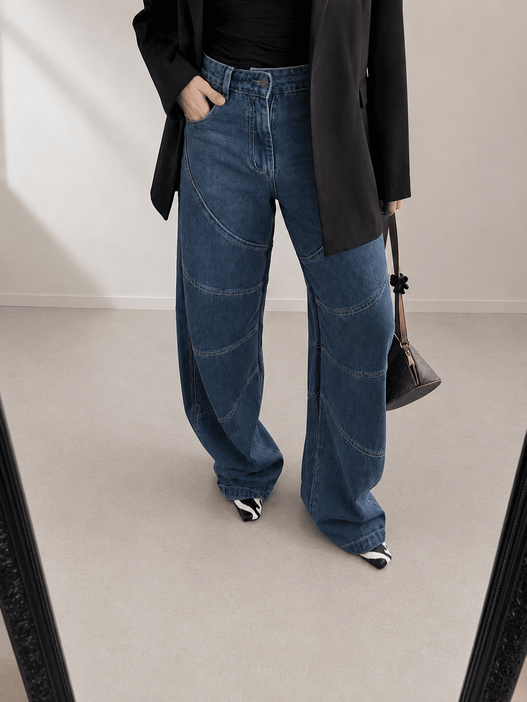 Calça Denim Detalhe Elizabeth - MiniMoni Calça Denim Detalhe Elizabeth - MiniMoni