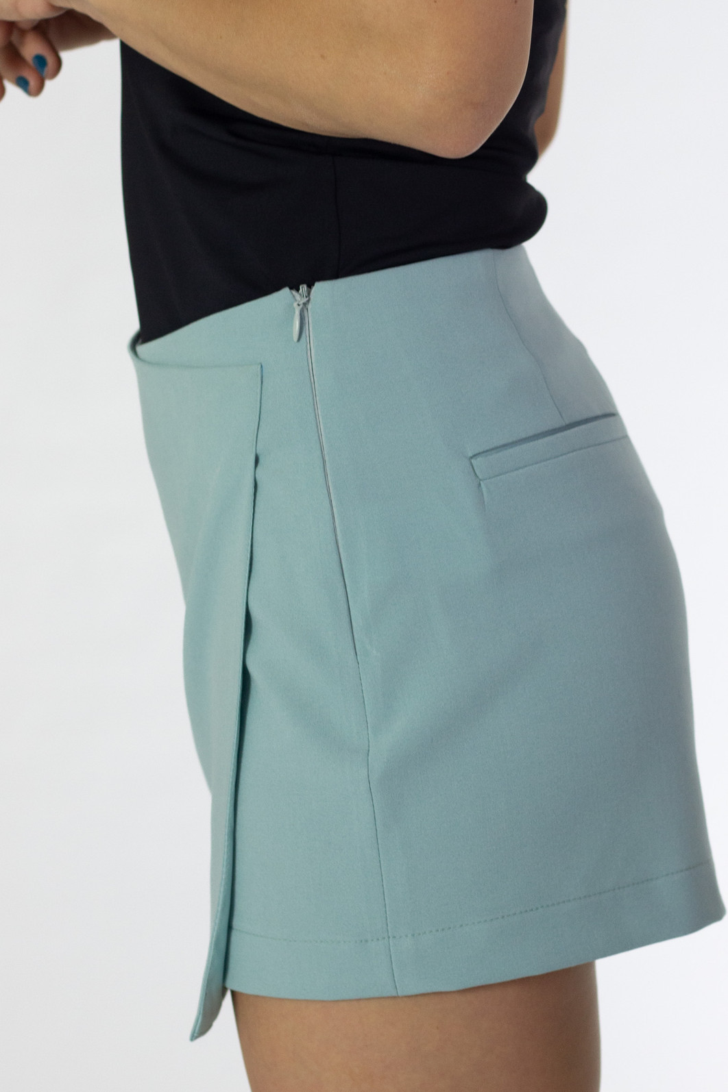 Shorts Saia Liso Azul Báltico Jeorgia - Mini Moni