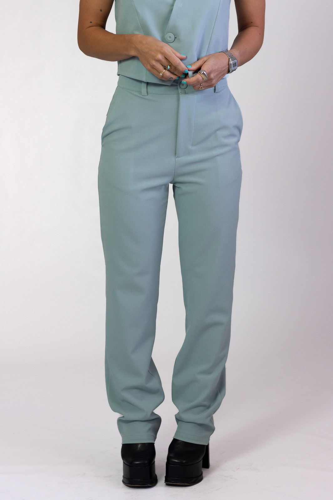 Calça de Alfaiataria Jeorgia Azul Báltico - Mini Moni