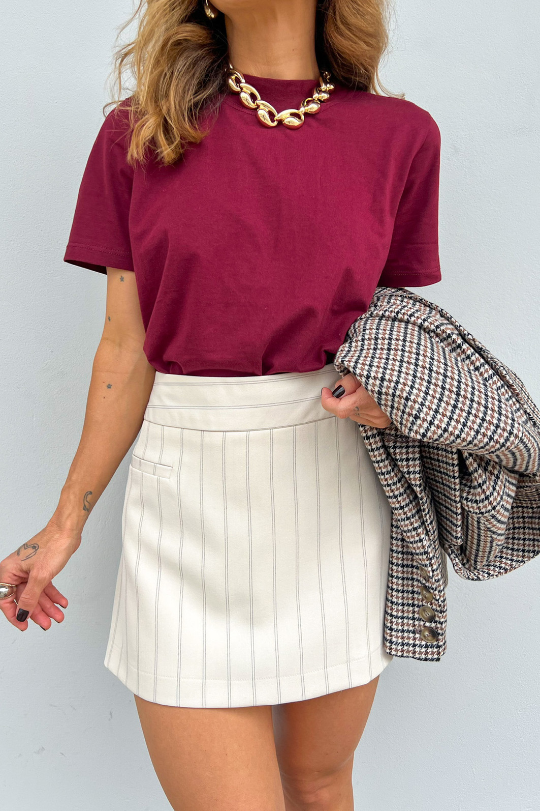 Shorts Saia de Alfaiataria Maja Areia - Mini Moni Shorts Saia de Alfaiataria Maja Areia - Mini Moni