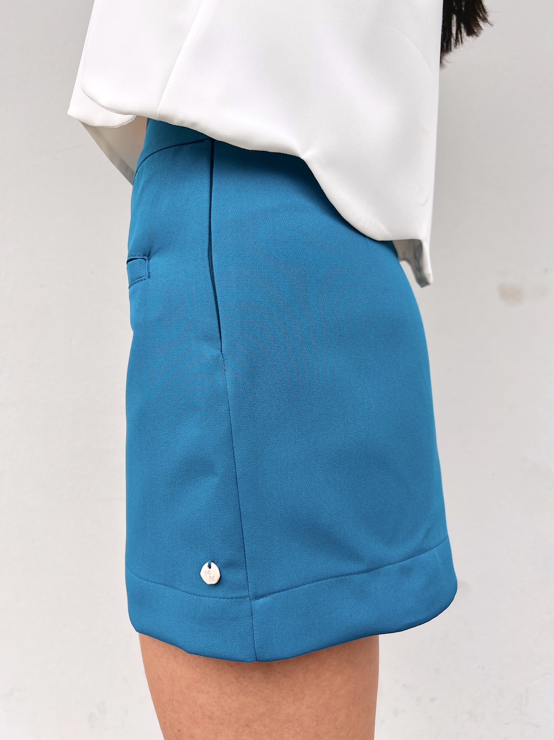 Shorts Saia Feminino Azul Thaiana Mini Moni