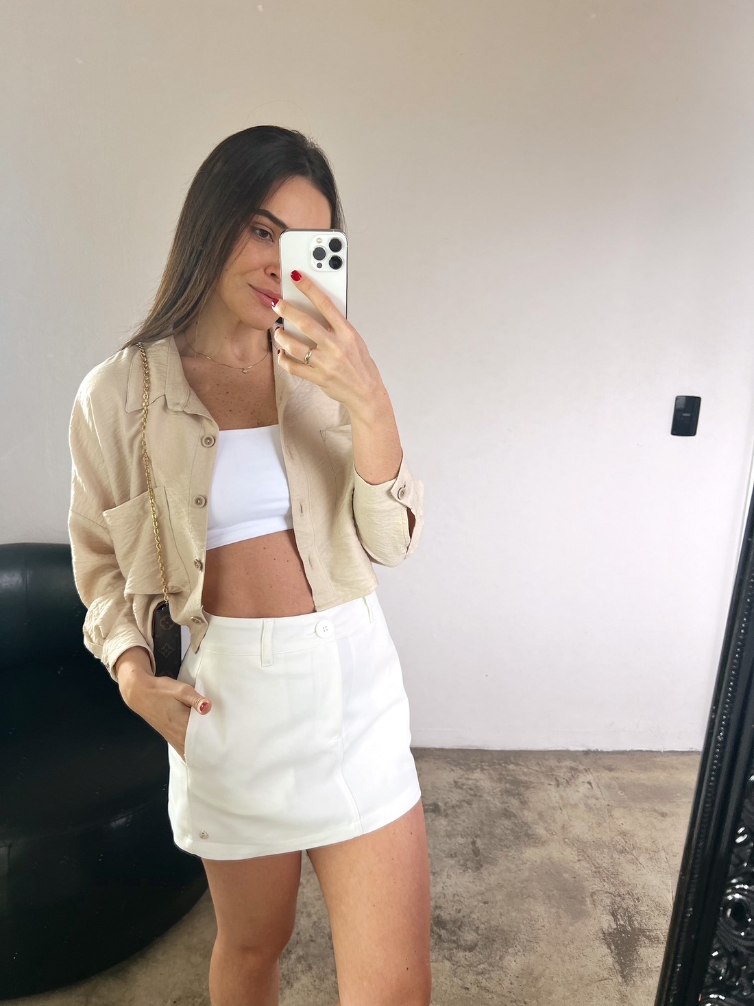 Shorts Saia Branco Margarida - Mini Moni