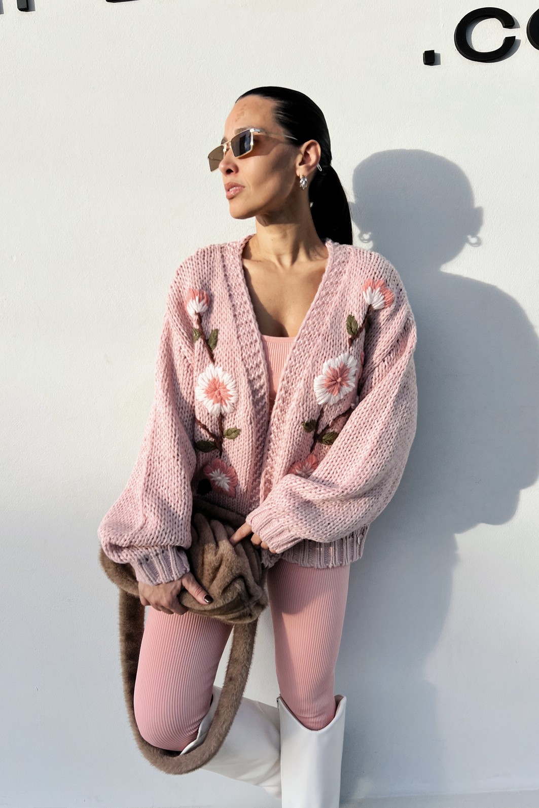 Cardigam  Rosa  Floral Carlota - MiniMoni