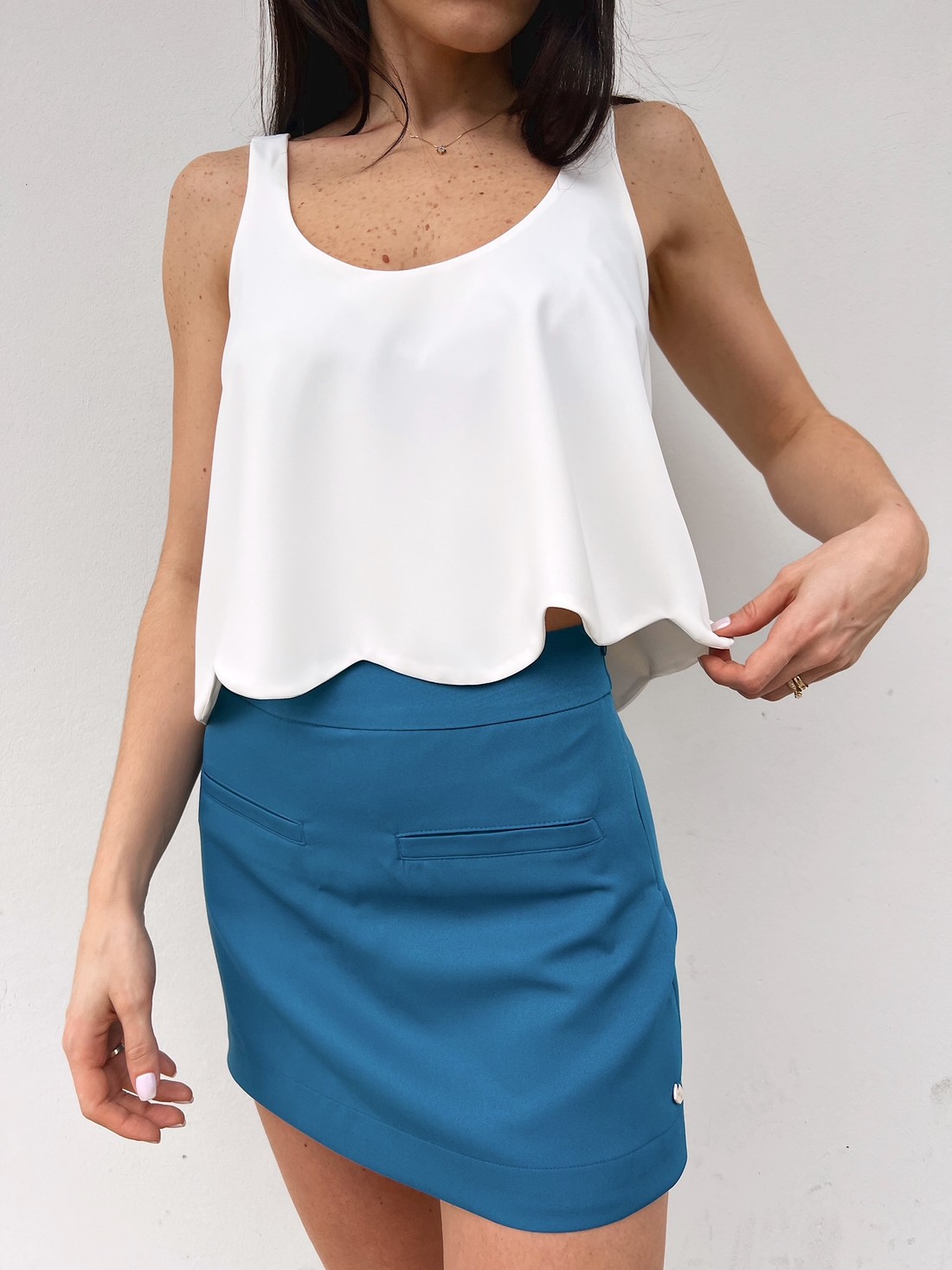 Shorts Saia Feminino Azul Thaiana Mini Moni